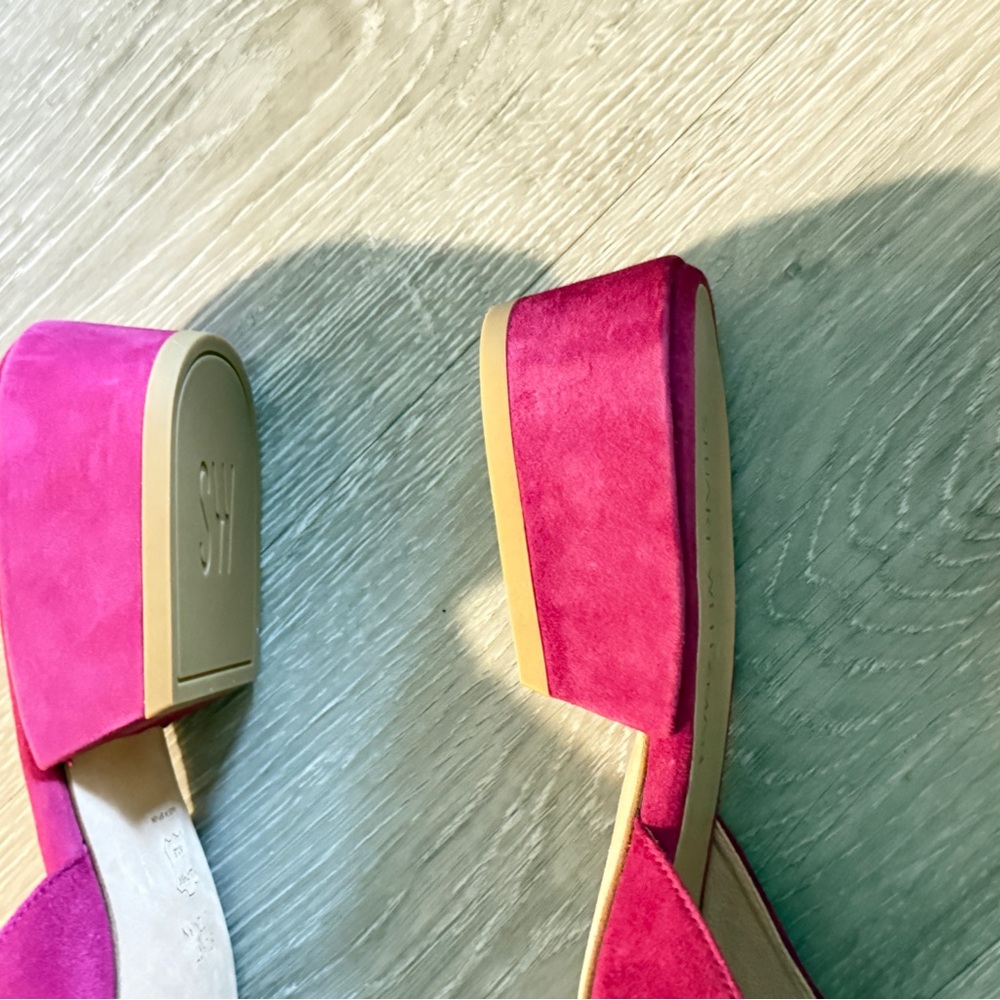 Stuart Weitzman Hot Pink Suede Slide Mules, SIZE 8.5 - Picture 4 of 4